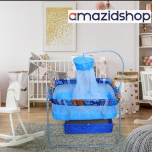 Baby swing cot cradle In Metal Frame Cot & Cradle With Stand Support & Mosquito Net - Amazidshop, Blue