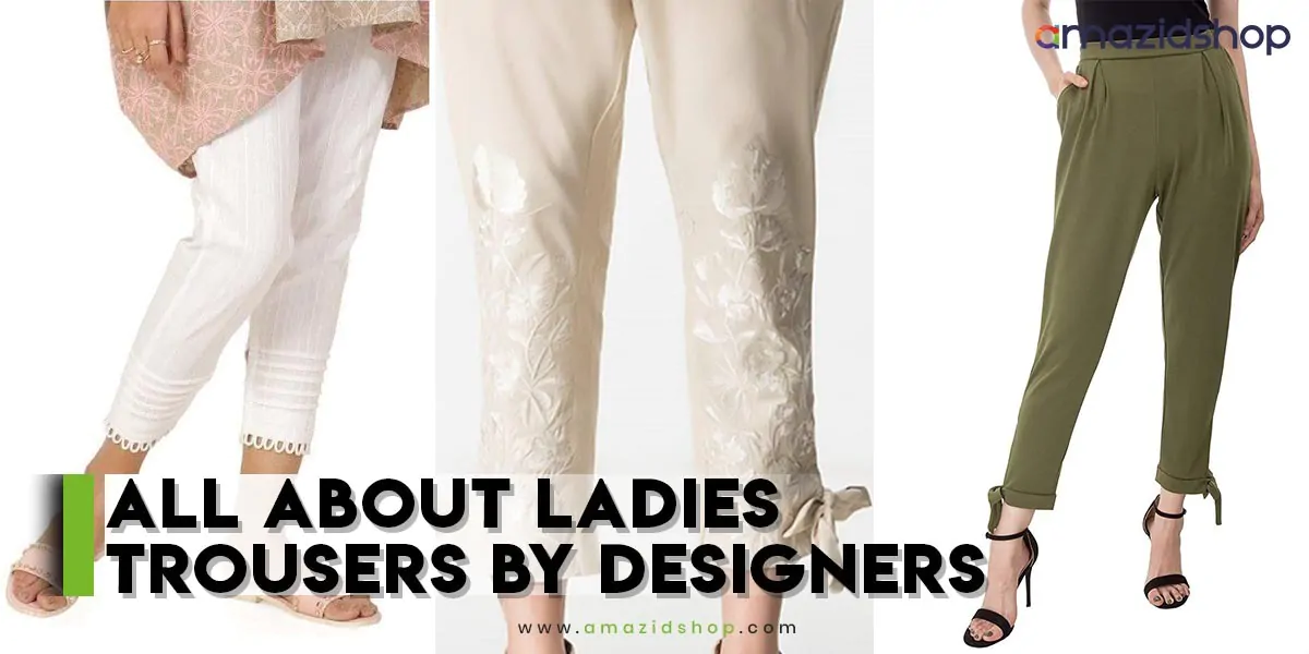 Laces Embellished Cotton Trouser  White  ZT525  Silk Avenue Pakistan